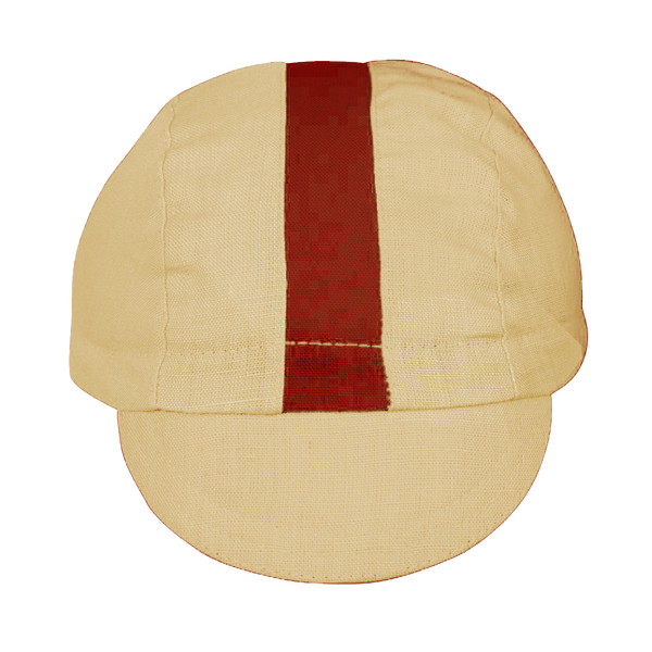 Peach/Maroon Linen 3-Panel Cap