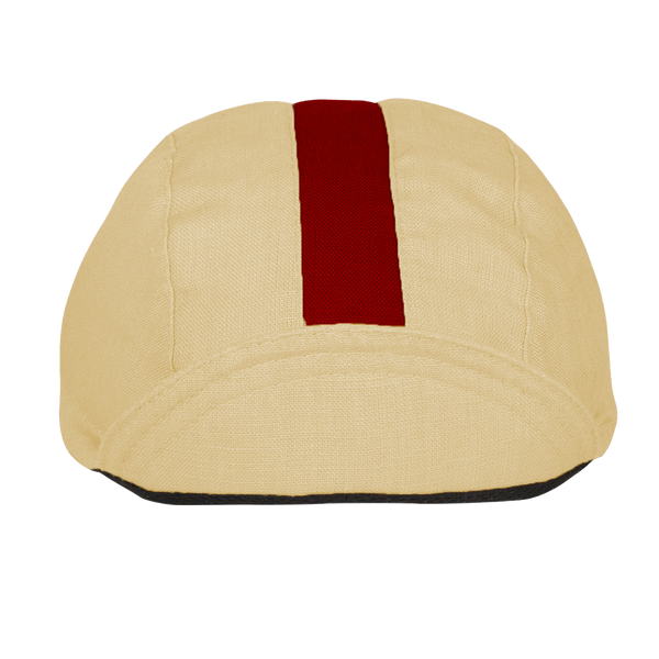 Peach/Maroon Linen 3-Panel Cap