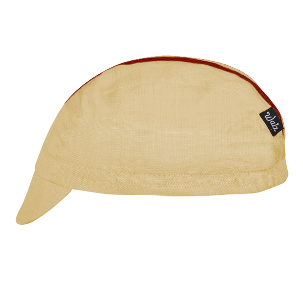 Peach/Maroon Linen 3-Panel Cap
