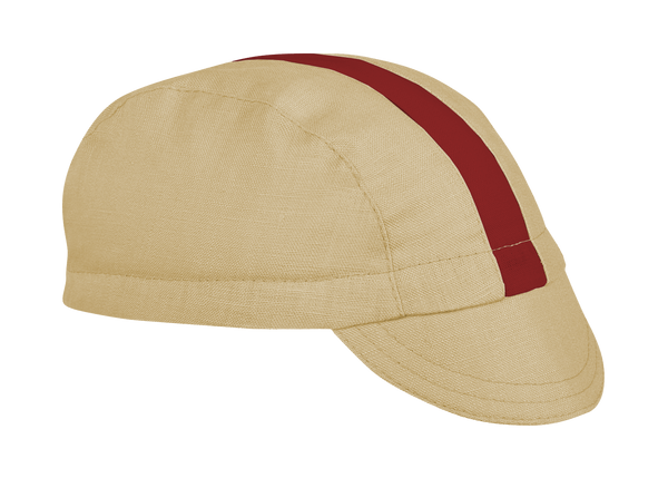 Beige cap with a red band on a white background