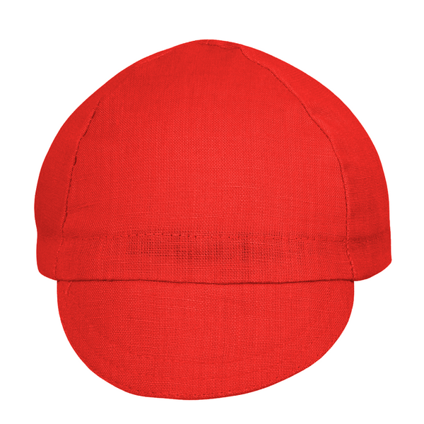 Red Linen 4-Panel Cap