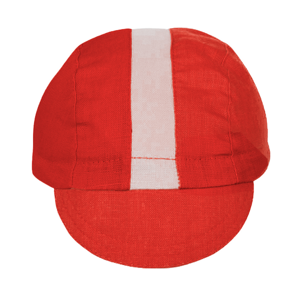 Red/White Linen 3-Panel Cap