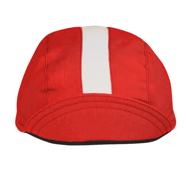 Red/White Linen 3-Panel Cap