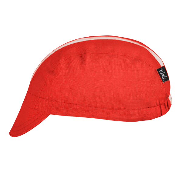 Red/White Linen 3-Panel Cap