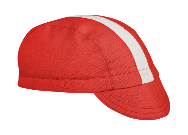 Red/White Linen 3-Panel Cap