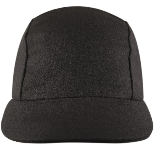 Black Wool Velo/City 3-Panel Cap.  Front view.