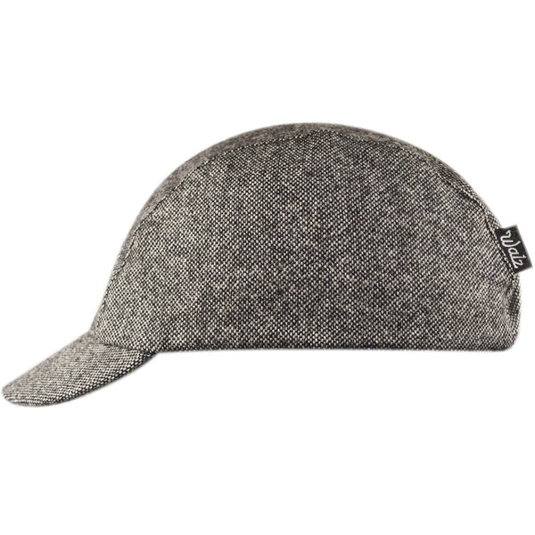 Velo/City Cap - Black Tweed Wool 3-Panel Cap - Side View