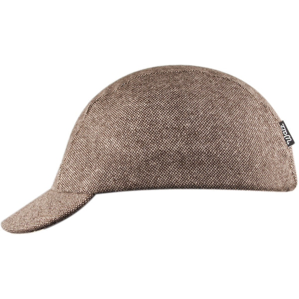Velo/City Cap - Brown Tweed Wool 3-Panel Cap.  Side view.