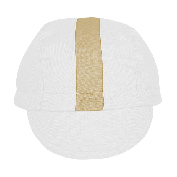 White/Peach Linen 3-Panel Cap