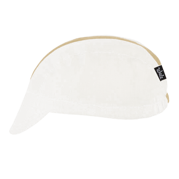White/Peach Linen 3-Panel Cap