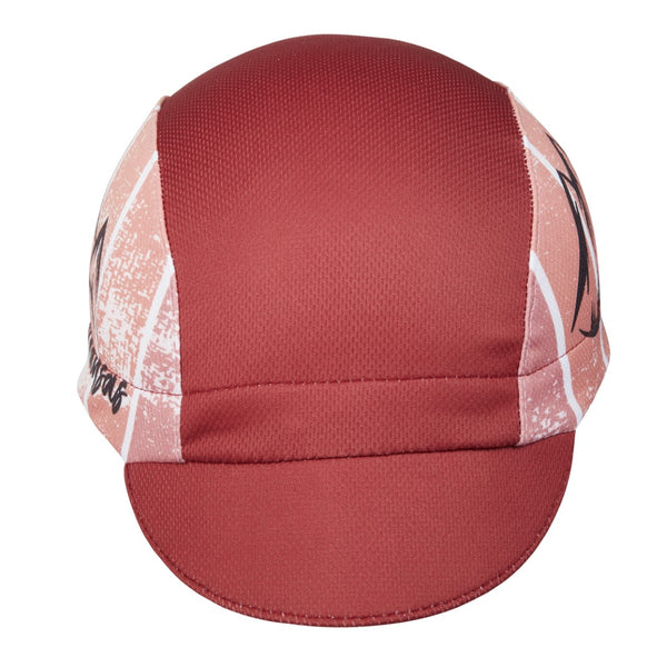Arkansas Technical 3-Panel Cycling Cap. Red cap with mountain logo and Arkansas script.  Front view.