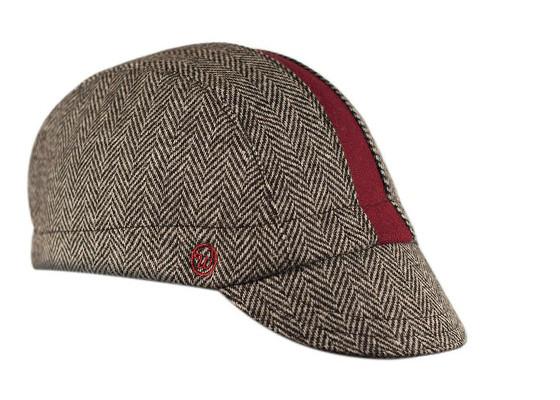 Cardinal Wool Herringbone 3-Panel Cap.  Angled view.