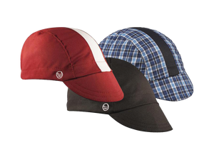 Walz Classic Cyclist Cotton Bundle.  3 Caps.  Dodge Cap.  Black 4-Panel Cap.  Blue/Black Plaid 3-Panel Cap.