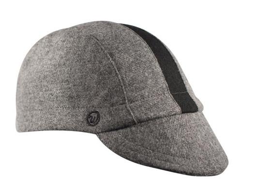 Grey/Black Stripe Wool 3-Panel Cap.  Angled view.