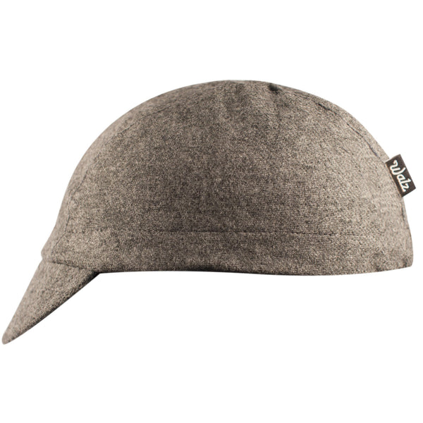 Grey/Black Stripe Wool 3-Panel Cap.  Side view.