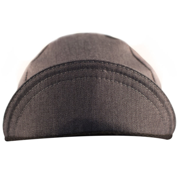 Heather Grey Cotton 4-Panel Cotton Cap.  Brim up front view.