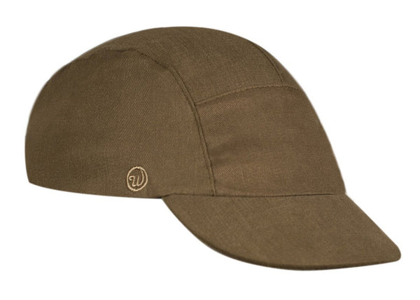 Velo/City Cap - Olive Cotton 5-Panel Cap.  Angled view.