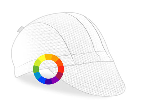 Sketch of a colorless cap with a superimposed color wheel.