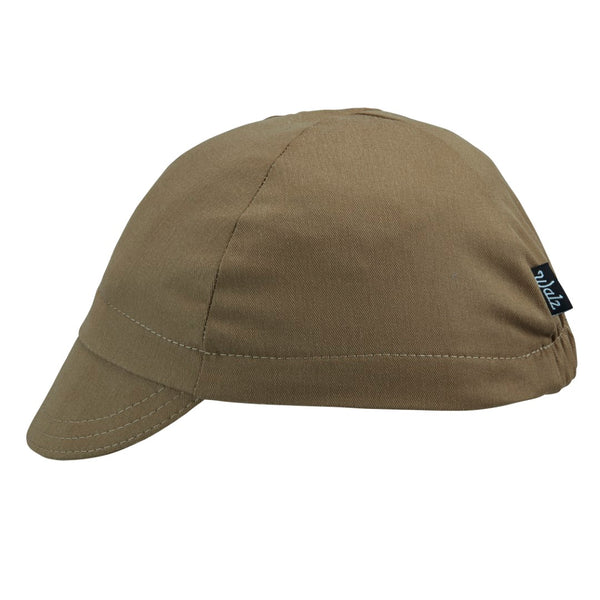 Khaki Cotton 4-Panel Cap.  Side view.