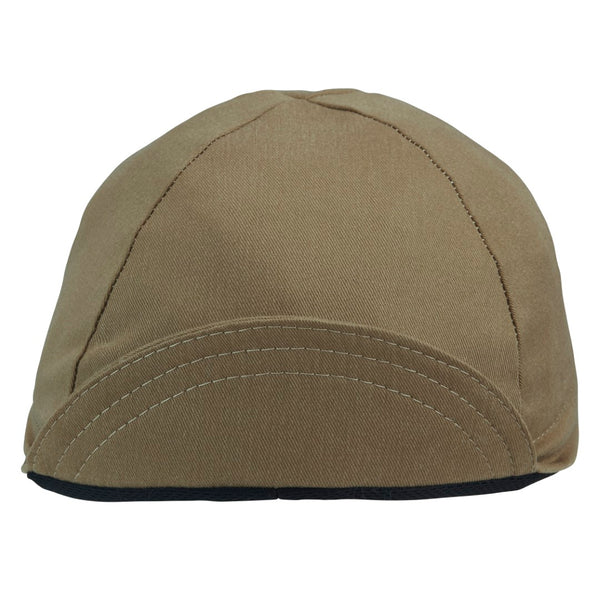 Khaki Cotton 4-Panel Cap.  Brim up front view.