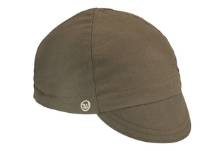 Olive Cotton 4-Panel Cotton Cap.  Angled view.