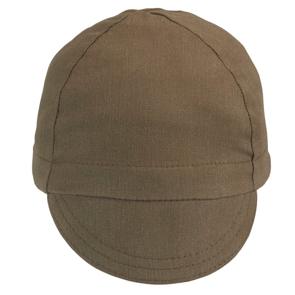 Olive Cotton 4-Panel Cotton Cap.  Front view.