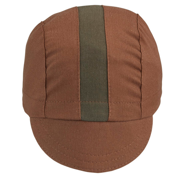 Nutmeg/Olive Cotton 3-Panel Cycling Cap