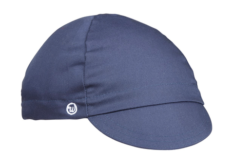 Navy Cotton 4-Panel Cap. Angled view.