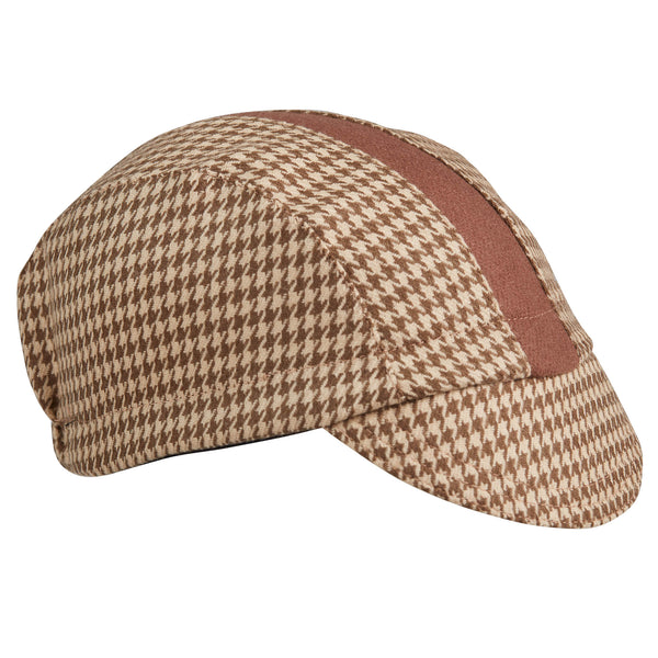 Tan Houndstooth Wool 3-Panel Wool 3-Panel Stripe