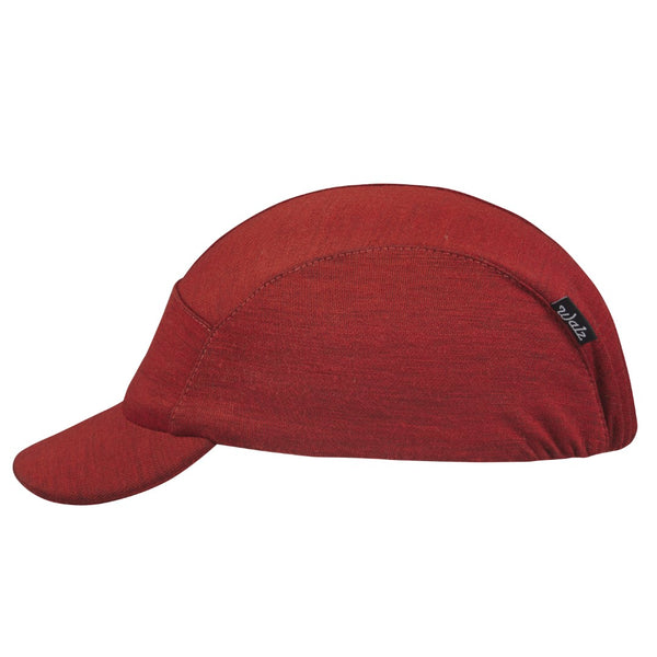 Velo/City Cap - Red Merino Wool 5-Panel Cap.  Side view.