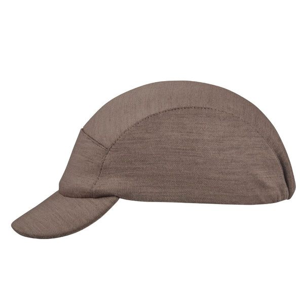 Velo/City Cap - Grey Merino Wool 5-Panel Cap.  Side view.