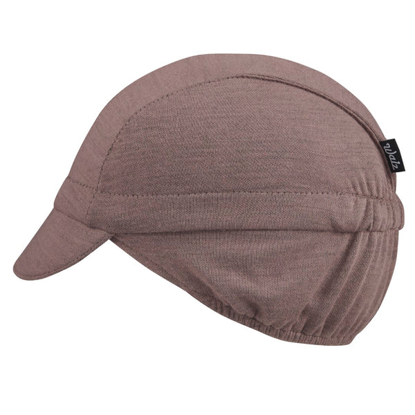 Grey/Red Stripe Merino Wool Ear Flap Cap