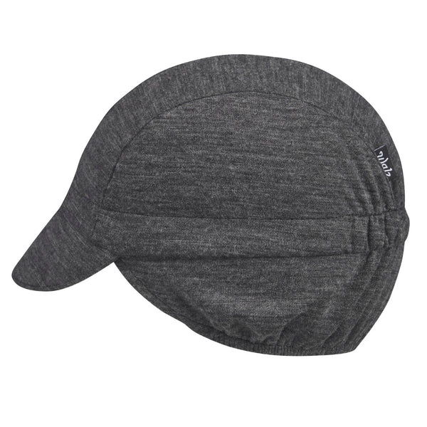 Charcoal/Black Stripe Merino Wool Ear Flap Cap.  Side view.