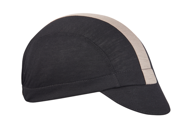 Black/Grey Merino Wool 3-Panel Stripe.  Gray contrasting stripe.  Angled view.