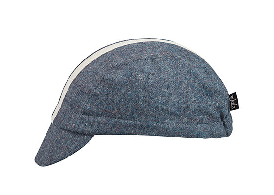 The Blue Cadet Wool 3-Panel Cap with White Stripe.  Side view.