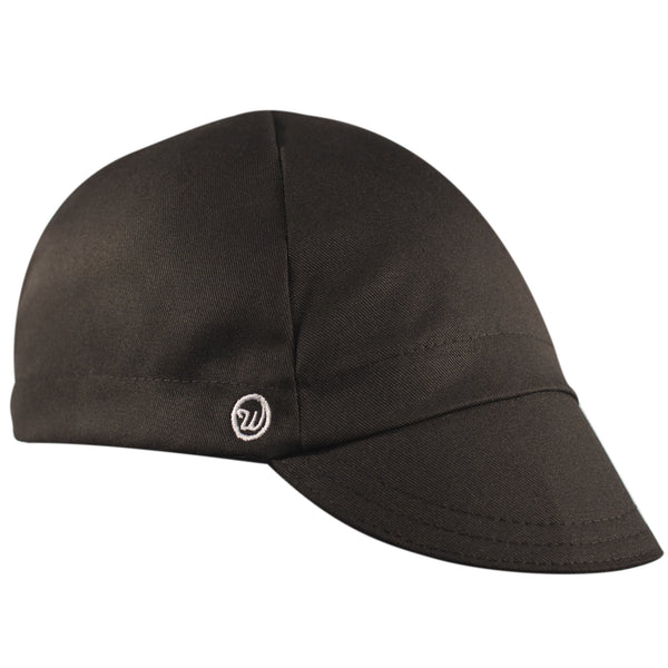 Black Cotton 4-Panel Cotton Cap.  Angled view.