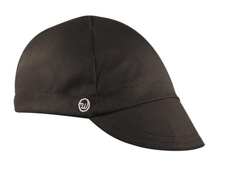 Black Cotton 4-Panel Cotton Cap.  Angled view.