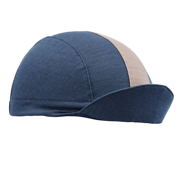 Airforce Blue Merino Wool 3-Panel stripe.  Bill up Angled view.