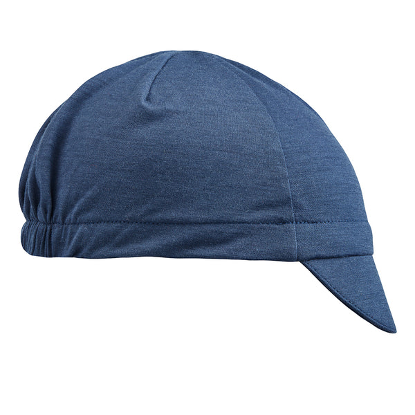 Airforce Blue Merino Wool Cap Wool 4-Panel. Side view.