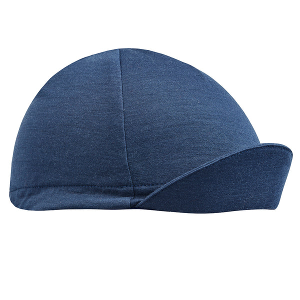 Airforce Blue Merino Wool Cap Wool 4-Panel. Bill up. Angled view.