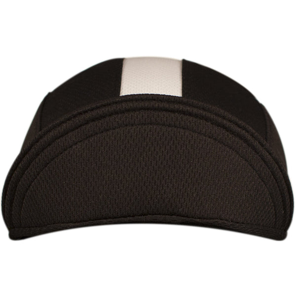 Black/White Stripe Technical 3-Panel Cap.  Bill up front view.