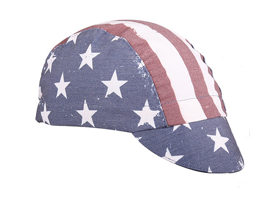 Cap For a Cause - "Fallen Patriots" Old Glory Cap Cotton 3-Panel.  American flag stars and stripes design. Angled view.