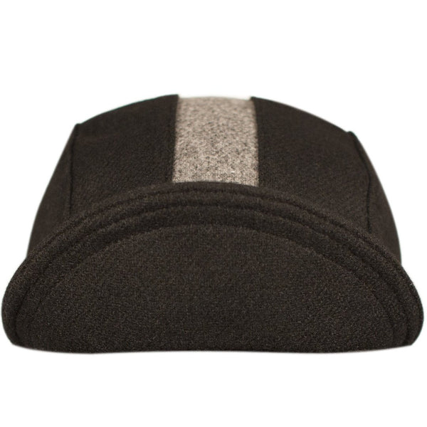 The "Milwaukee" Wool 3-Panel Gray Stripe Cap.  Brim up front view.