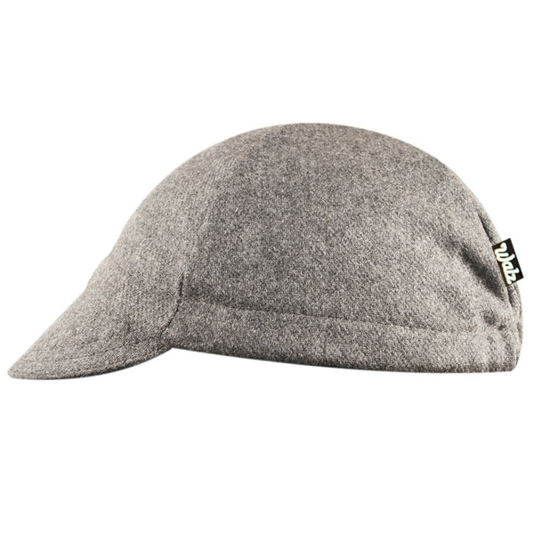 Grey Wool 4-Panel Cap. Side view.