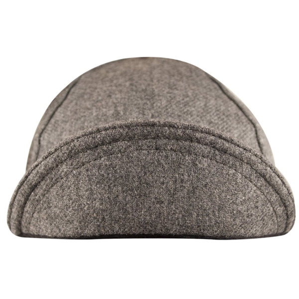 Grey Wool 4-Panel Cap. Brim up front view.