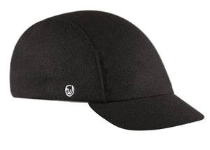 Black Wool Velo/City 3-Panel Cap.  Angled view.