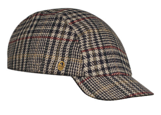 Velo/City Cap - Plaid Wool 3-Panel Cap.  Angled view.