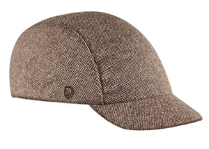 Velo/City Cap - Brown Tweed Wool 3-Panel Cap.  Angled view.